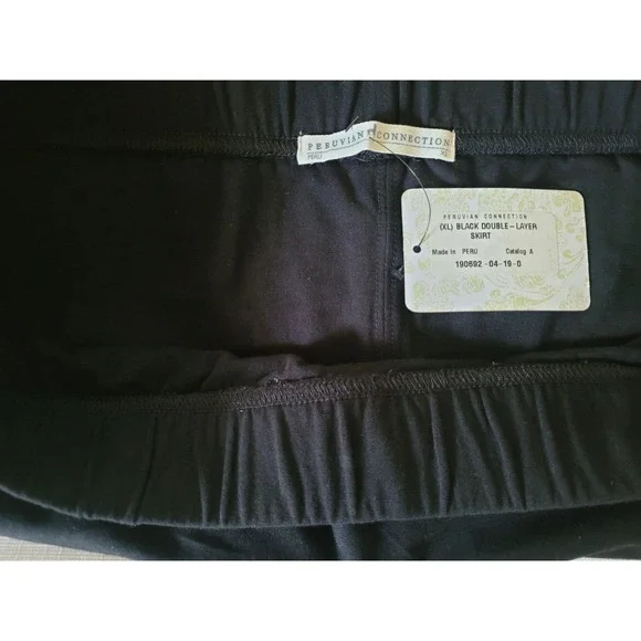 NWT Peruvian Connection Size XL Black Double Layer Knee Length Pencil Skirt - Picture 4 of 4